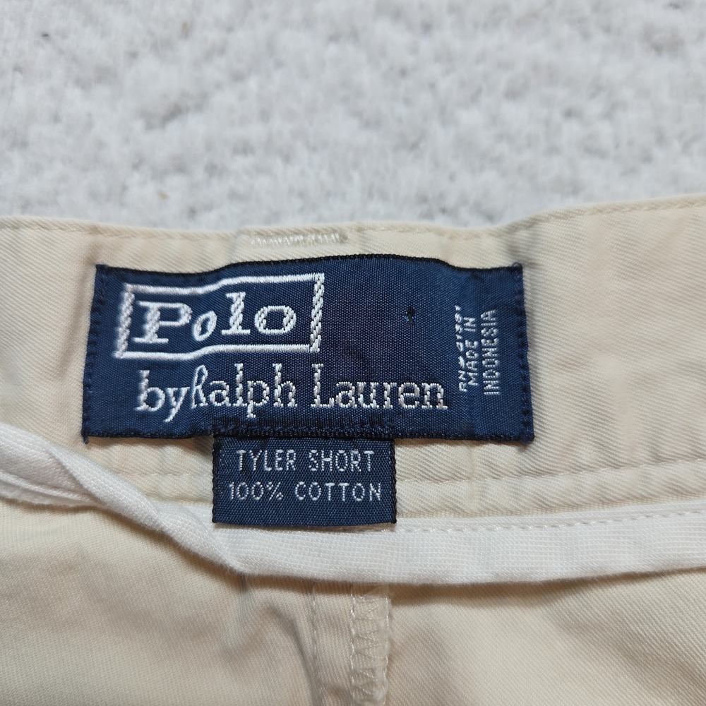 Vintage Polo Ralph Lauren Shorts Mens 34 Tyler Beige Double-Pleated Preppy - Picture 3 of 7